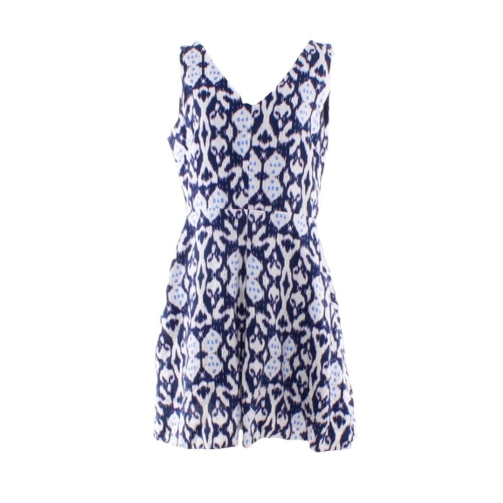 Gap Blue & White Ikat Print Linen Sleeveless Dress Women’s 4 US